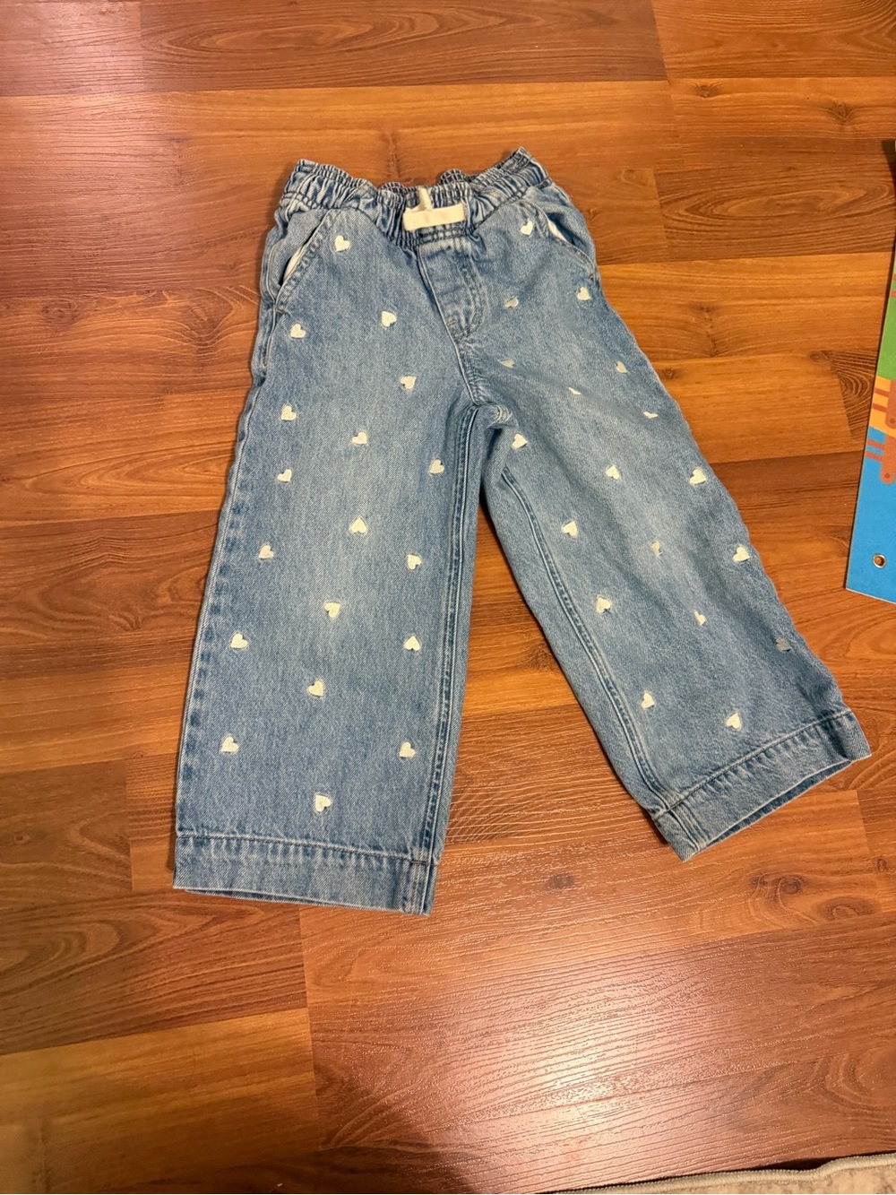 GAP Light Blue Denim Pants with White Heart Accents